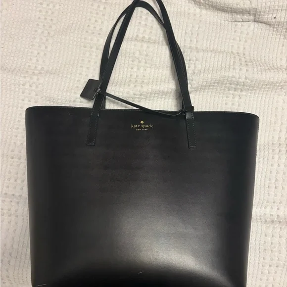 Kate Spade Black Structured Leather Tote - Picture 1 of 5